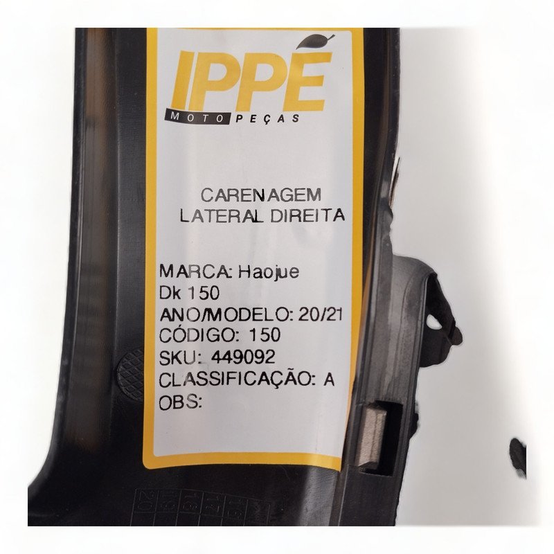 Carenagem Lateral Direita Haojue Dk 150 20/21