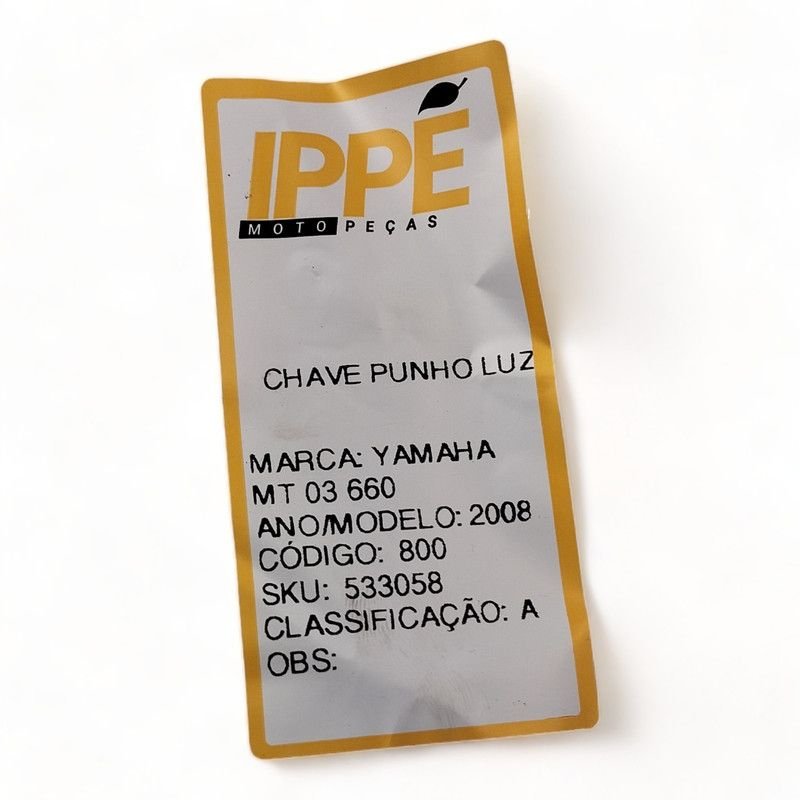 Chave Punho Luz Yamaha MT 03 660 2008
