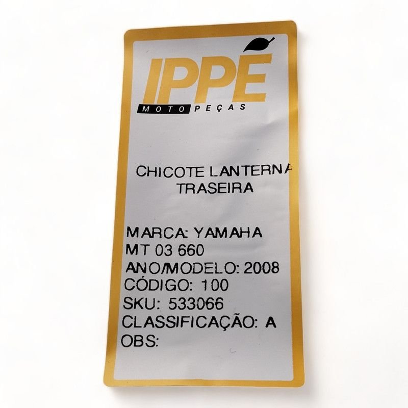 Chicote Lanterna Traseira Yamaha MT 03 660 2008