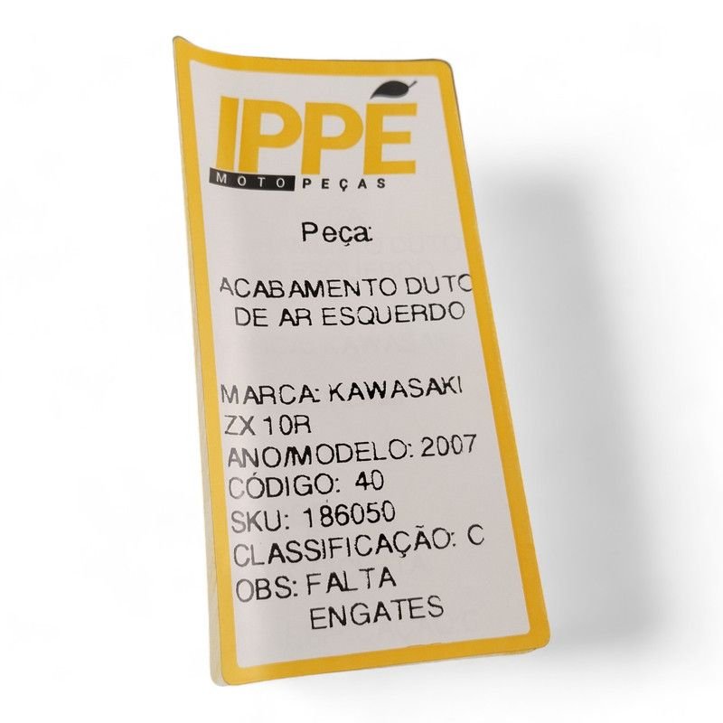 Acabamento Duto DE AR Esquerdo Kawasaki ZX 10R 2007 com avaria