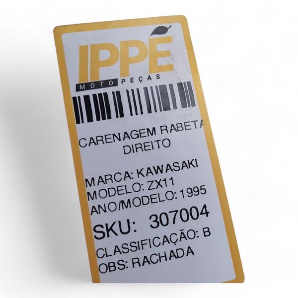 Carenagem Rabeta Direito Kawasaki Zx11 1992 com avaria