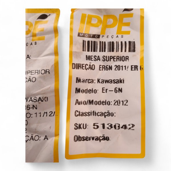 Mesa superior direção Kawasaki ER6N 2011/2012 Kawasaki ER 6