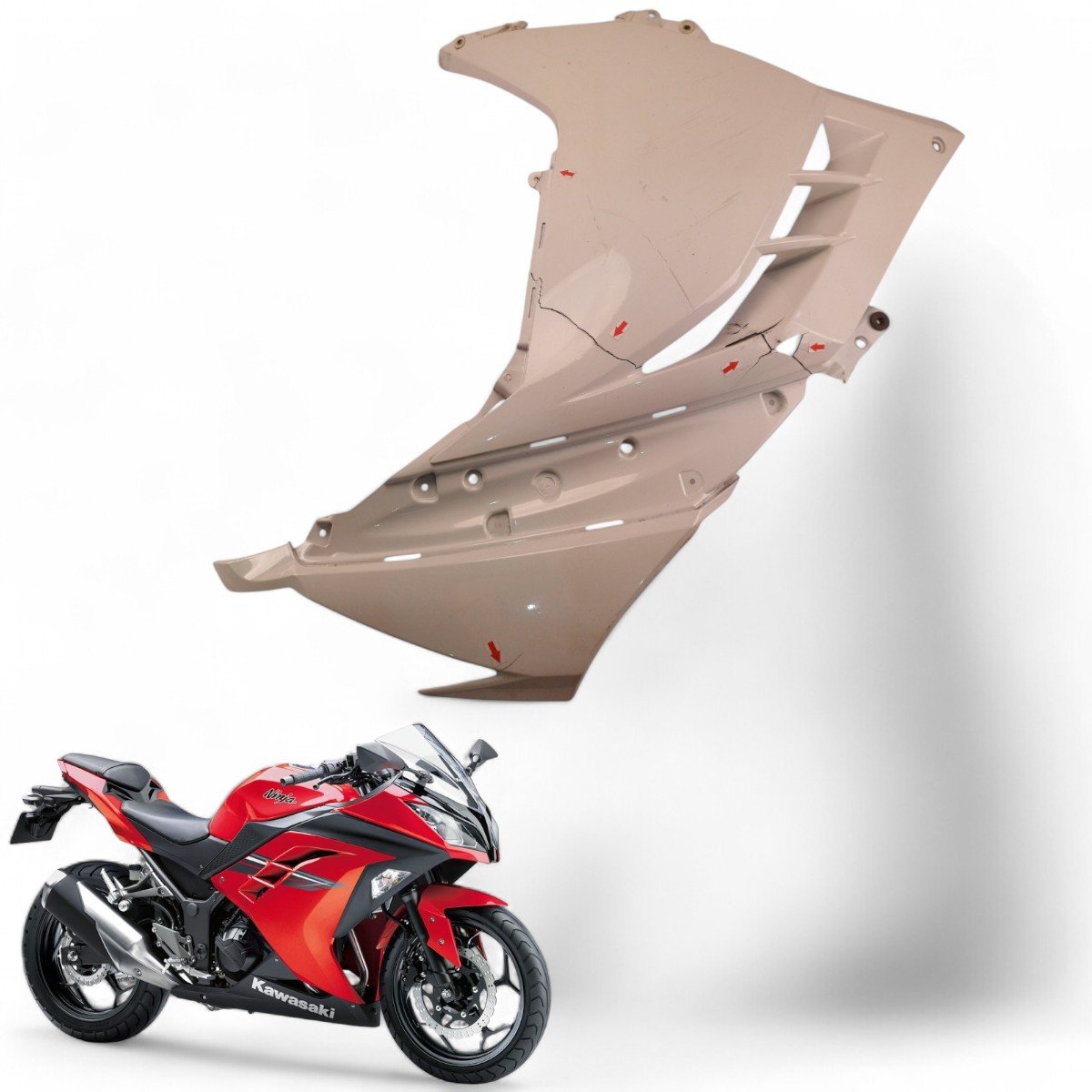 NIJIIIA GA3 9mm 250*300mm前後2枚セット Carenagem Lateral Direita Kawasaki Ninja 300 2013 Com Avaria